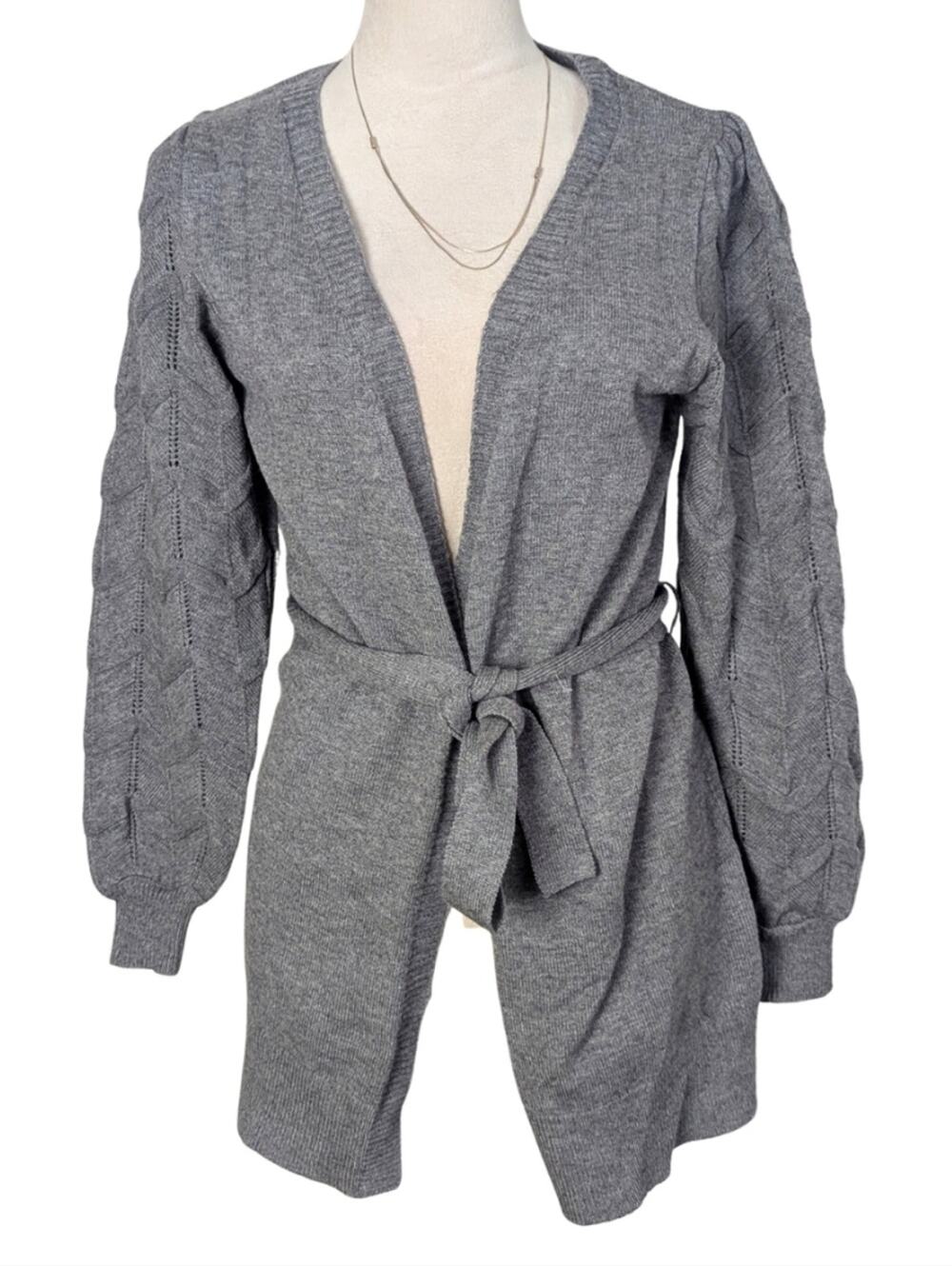 NWT Cozy Tight Knit Cardigan Sweater Statement Sleeves Women's Size Small